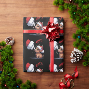 Hand Boop Kerstmis Hoogland Koe Santa Boer  Cadeaupapier