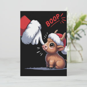 Hand Boop Kerstmis Hoogland Koe Santa Boer  Feestdagenkaart