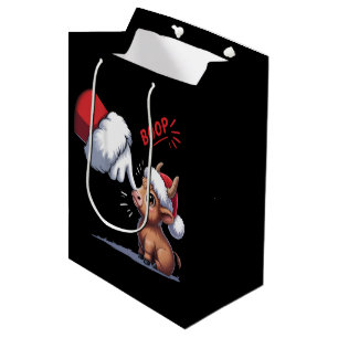 Hand Boop Kerstmis Hoogland Koe Santa Boer Medium Cadeauzakje