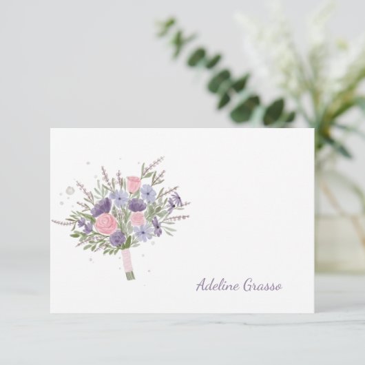 Hand Bouquet Personalized Notecard Bedankkaart (Staand voorkant)