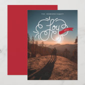 hand-briefing foto donkerrood lint feestdagenkaart (Voorkant / Achterkant)