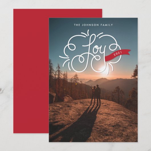 hand-briefing foto donkerrood lint feestdagenkaart (Voorkant / Achterkant)