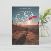 hand-briefing foto donkerrood lint feestdagenkaart (Staand voorkant)