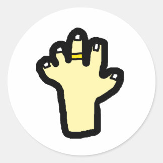 hand cartoon ronde sticker