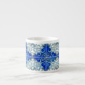 Hand Carved Tile Design 6 Gedekt in Waterverven Espresso Kop (Voorkant)