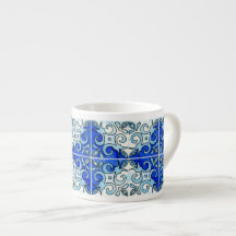 Hand Carved Tile Design 6 Gedekt in Waterverven