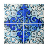 Hand Carved Tile Design 6 Gedekt in Waterverven Tegeltje (Voorkant)