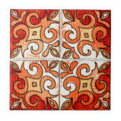 Hand Carved Tile Design 6 Gedekt in Waterverven Tegeltje (Voorkant)