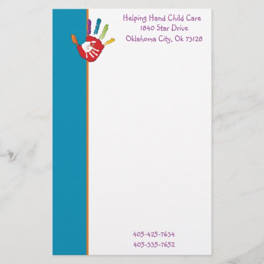 Hand Child Care Briefpapier (Voorkant)