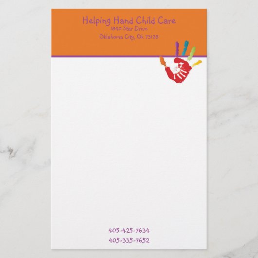 Hand Child Care Briefpapier (Voorkant)