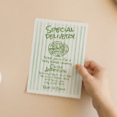 Hand Dawn Green Pizza Special Delivery Baby shower Kaart