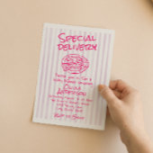 Hand Dawn Roze Pizza Speciale Levering Baby shower Kaart