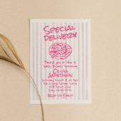 Hand Dawn Roze Pizza Speciale Levering Baby shower Kaart