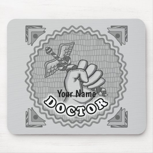 Hand die caduceus dokter vasthoudt muismat (Voorkant)