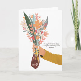 Hand die een bloemstuk vasthoudt Valentijn 2 foto' Kaart