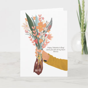 Hand die een bloemstuk vasthoudt Valentijn 2 foto' Kaart