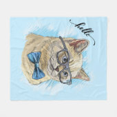 Hand die een grappige Britse kat in een bril teken Fleece Deken (Voorkant (Horizontaal))