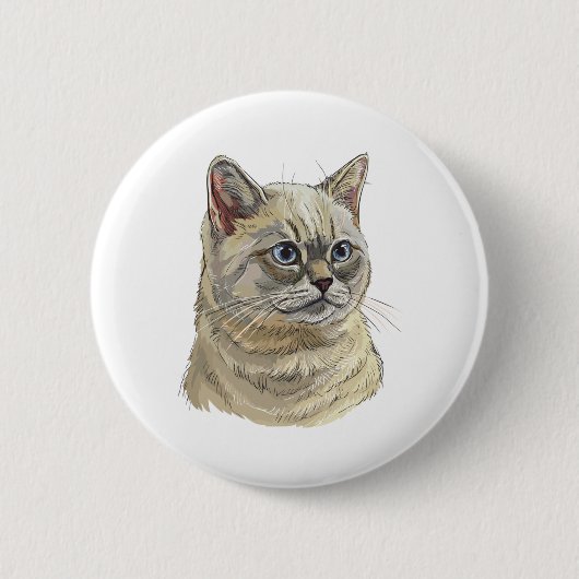 Hand die een grappige Britse kat tekent Ronde Button 5,7 Cm (Voorkant)