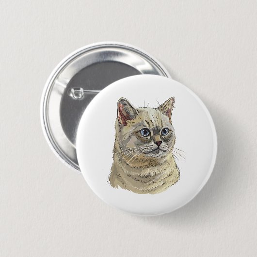 Hand die een grappige Britse kat tekent Ronde Button 5,7 Cm (Voorkant /achterkant)