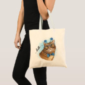 Hand die een grappige Tabby-kat maakt met een bril Tote Bag (Voorkant (product))