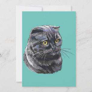 Hand die een grappige zwarte zwarte kat tekent. feestdagenkaart