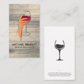 Hand die glas wijn vasthoudt | Hout Visitekaartje (Voorkant / Achterkant)