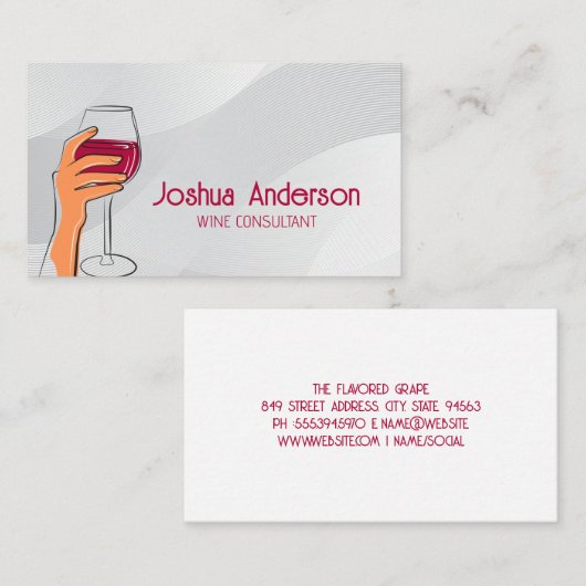 Hand die glas wijn vasthoudt visitekaartje (Voorkant / Achterkant)