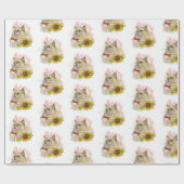 Hand die grappige rode Ragdoll-kat met bloemen tek Cadeaupapier (Vlak)