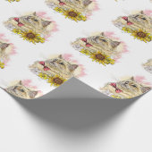 Hand die grappige rode Ragdoll-kat met bloemen tek Cadeaupapier (Hoek)