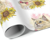 Hand die grappige rode Ragdoll-kat met bloemen tek Cadeaupapier (Rol Hoek)