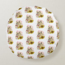 Hand die grappige rode Ragdoll-kat met bloemen tek