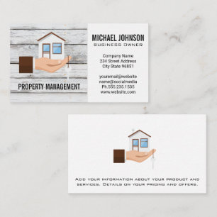 Hand die huislogo vasthoudt visitekaartje