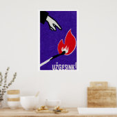 Hand die naar vlam wijst Lucifer Art Print (Keuken)