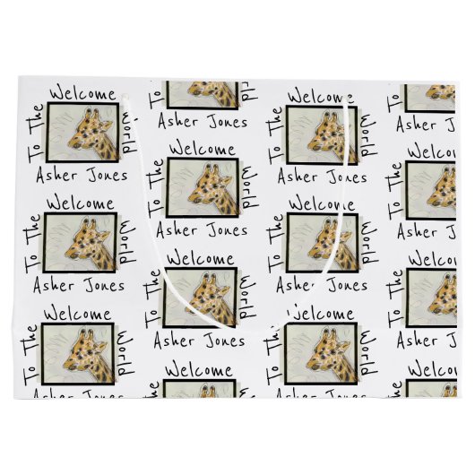 Hand die welkom heet aan de Giraffe van de wereld Groot Cadeauzakje (Achterkant)
