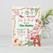 Hand Doodle Christmas Holiday Paint and Sip  Invit Kaart (Staand voorkant)