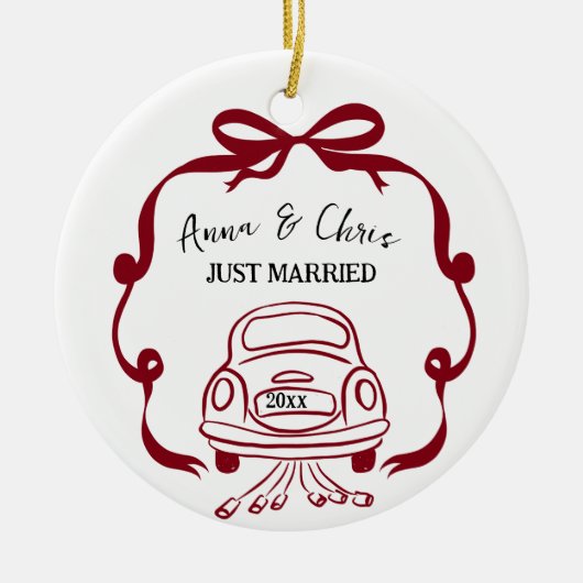Hand Doodle First Christmas Married Keramisch Ornament (Voorkant)
