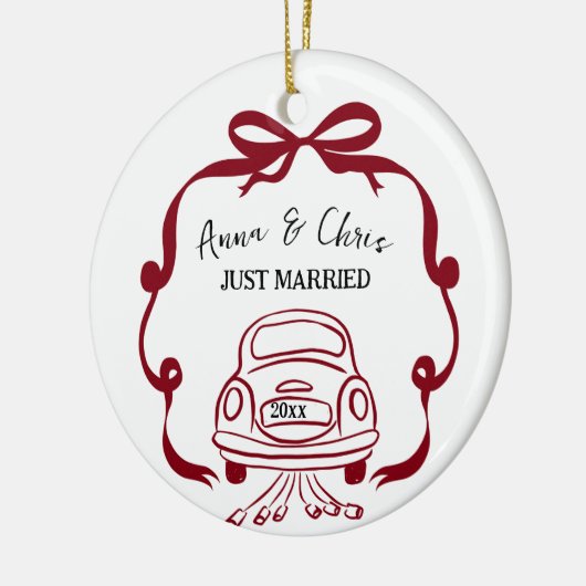 Hand Doodle First Christmas Married Keramisch Ornament (Links)