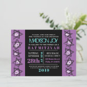 HAND DRAAIT STARS Bat Bar Mitzvah uitnodiging (Staand voorkant)