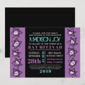 HAND DRAAIT STARS Bat Bar Mitzvah uitnodiging (Voorkant / Achterkant)
