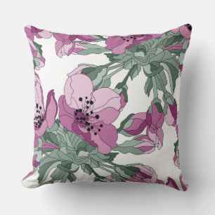 Hand draw Cherry blossom minimale florgroen Kussen