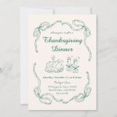 Hand Draw Doodle grillige Thanksgiving Dinner Kaart (Voorkant)