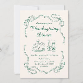 Hand Draw Doodle grillige Thanksgiving Dinner Kaart