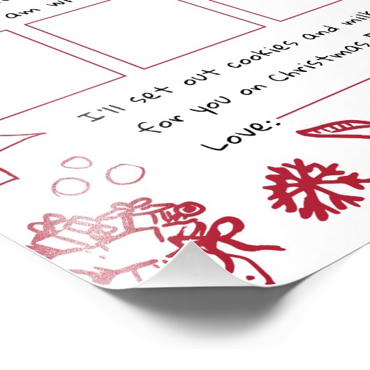 Hand Draw Doodle letter for Santa Foto Afdruk (Hoek)