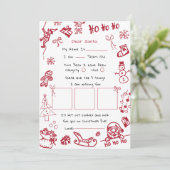 Hand Draw Doodle letter voor Santa, Santa Kaart (Staand voorkant)