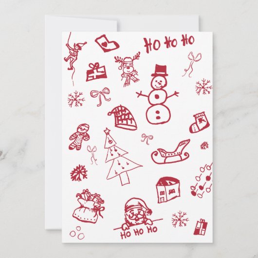 Hand Draw Doodle letter voor Santa, Santa Kaart (Achterkant)