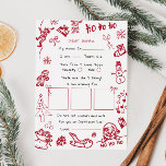 Hand Draw Doodle letter voor Santa, Santa Kaart<br><div class="desc">Persoonlijke brief voor de Kerstman. Geef je kind dit jaar een speciale,  schattige brief voor de kerstman. Collectie: https://www.zazzle.com/collections/love_christmas_collection-119212194434211063</div>