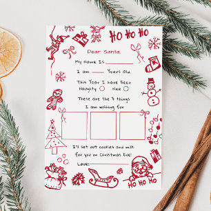 Hand Draw Doodle letter voor Santa, Santa Kaart