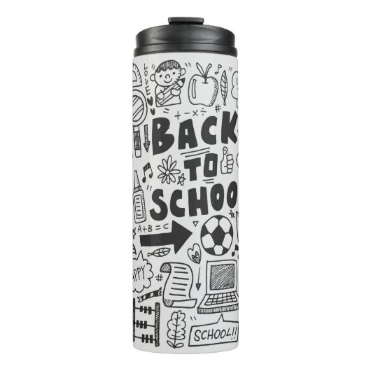 hand draw doodle school element thermosbeker (Voorkant)