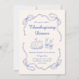 Hand Draw Doodle Whimsical Bow Thanksgiving Diner Kaart