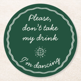 Hand Draw Emerald Green Handschrift Ronde Kartonnen Onderzetter